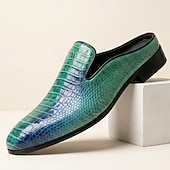 cheap Men's Clogs &amp; Mules-Men's Blue Green Exotic Loafers – Crocodile-Embossed Slip-On Dress Shoes, Designer Formal Footwear for Weddings, Nightclubs and Luxury Events