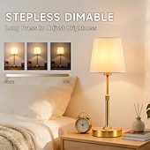 economico Lampade da tavolo-Lampada da tavolo senza fili regolabile in altezza, ricaricabile, colore oro, a batteria, con regolazione continua dell'intensità luminosa. &amp;Lampada decorativa wireless con controllo touch per camera