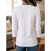  نسائي 100% Cotton تي شيرت بلايز لون الصلبة كلاسيكي كاجوال كم طويل رقبة دائرية قمصان عادية فضفاض مناسب للبس اليومي أزرق أبيض أسود وردي بلاشيهغ رمادي فاتح الشتاء الربيع، الخريف، الشتاء، الصيف