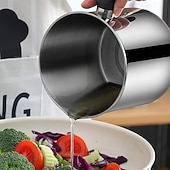  Coletor de gordura para bacon com cabo em aço inoxidável 304, com escorredor e tampa. &Bandeja antiderrapante, recipiente para gordura de cozinha com capacidade para 1,3 l/44 oz, filtro de malha fina