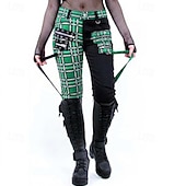 baratos Partes inferiores-Góticas Punk e gótico Steampunk Comprimento Longo Calças Baile de Máscara Normal Drogador da praga Tamanhos Grandes Xadrez Quadrados Fantasia Mulheres Dia Das Bruxas Carnaval Baile de Máscaras dia