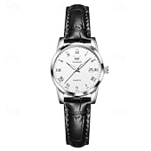 economico Orologi al quarzo-Orologio da uomo Olevs di lusso, analogico, al quarzo, impermeabile, con cinturino in pelle marrone, quadrante con numeri romani e datario, classico, casual, alla moda, elegante, regalo per lui.