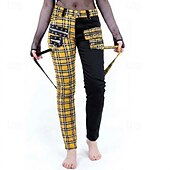 baratos Partes inferiores-Góticas Punk e gótico Steampunk Comprimento Longo Calças Baile de Máscara Normal Drogador da praga Tamanhos Grandes Xadrez Quadrados Fantasia Mulheres Dia Das Bruxas Carnaval Baile de Máscaras dia
