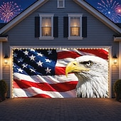 preiswerte Garagentorabdeckung-Dekorationen für Garagentore zum 250. Jahrestag der Unabhängigkeit der USA am 4. Juli, Feuerwerk und US-Flagge als patriotischer Hintergrund für Garagentore, Dekorationsartikel für Gedenkfeiern zum Unabhängigkeitstag mit amerikanischer Flagge