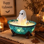お買い得  屋内＆パーティー照明-ハロウィンの幽霊バスタブナイトライトLED樹脂製フィギュアランプ、光る幽霊 &amp;犬の装飾テーブルライト、寝室、リビングルーム、オフィス、ホリデーギフト用の不気味なカボチャパーティーの雰囲気の装飾
