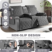  Pokrowiec na sofę l.t.home dla zwierząt, 2-osobowa, 100% wodoodporna, odporna na zalanie, 4-warstwowa, pikowana, rozkładana sofa z kieszeniami bocznymi, antypoślizgowa, zmywalna, ciemnoszara
