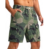 cheap Holiday-Men's Lightweight Cargo Shorts Comfort Waist Tactical Cargo Shorts Casual Shorts Drawstring Elastic Waist Multi Pocket Camouflage Quick Dry Knee Length Casual Outdoor Streetwear Fashion Streetwear