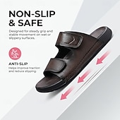 economico Ciabatte e infradito da uomo-Sandali da uomo marroni, con cinturino regolabile e punta aperta, scarpe casual, comodi sandali estivi per spiaggia, piscina, resort e uso quotidiano.