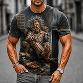 billiga 3D T-shirts-Herr Gammal man T-shirt Kortärmad T-shirt 3D-tryck Rund hals Skjorta Rolig Ledigt Dagligen Gata Blå Svart Sommar Vår Kläder S M L XL 2XL 3XL