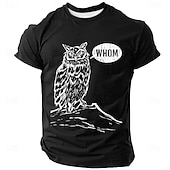  Camiseta masculina com estampa de coruja em balão de fala, humor gramatical engraçado, modelagem slim fit, estilo retrô, design exclusivo, tamanhos P, M, G, GG, XGG e XXGG.
