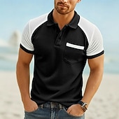 ieftine Polo clasic pentru bărbați-Bărbați Tricou polo Ice Silk seersucker Texturat Casual Vacanță Răsfrânt Manșon scurt Modă De Bază Peteci Ușor Nasturi Primavara vara Albastru piscină Negru Trifoi Tricou polo Ice Silk seersucker