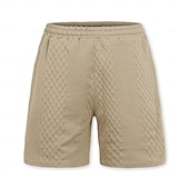 abordables Bermudas estilo casual-Hombre Pantalón corto Pantalones cortos de verano Pantalones cortos casuales Jacquard Con Texturas Plano Comodidad Transpirable Sobre la Rodilla Casual Exterior Playa Vacaciones Moda Blanco Caqui