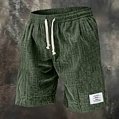 abordables Classique-Homme Shorts d'été Shorts de plage Short décontracté Cordon de serrage Taille Élastique Couleur Unie Texturé Confort Longueur Genou Quotidien Extérieur Vêtements de rue Mode Rétro Vintage Bleu Kaki