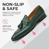 preiswerte Loafer aus hochwertigem Leder-Grüne Herren-Loafer mit Krokodilprägung, elegante Slipper mit Quasten zum Hineinschlüpfen, Business-Casual-Schuhe für Hochzeit, Büro und Party