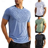 voordelige Hardloop T-shirts en Tanktops-Voor heren Grafisch Hardloopshirt Compressieshirt Atletisch shirt Sporttop Zomer Korte mouw Sneldrogend Vochtregelerend Ademend Sportschooltraining Wandelen Joggen blauw Zwart Wit Sportkleding