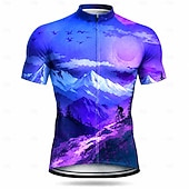 economico Maglie da uomo-Per uomo Top sottomuta Maglia da Ciclismo Manica Corta Bicicletta Maglia Top con 3 tasche posteriori Resistente ai Raggi UV Asciugatura Rapida Con tasche Cerniera Frontale Gli sport Blu Giallo Viola