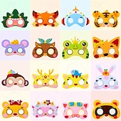 preiswerte Geschenke-16er-Pack DIY-Tiermasken-Set aus Filz für Kinder, selbstklebendes Bastelset, handgefertigtes Zoo-Safari-Masken-Set für Geburtstagsfeiern, Halloween-Aktivitäten im Klassenzimmer, Jungen und Mädchen