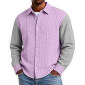 billige Smart fritidsskjorter for menn-Herre Skjorte Uformell skjorte Jacquard-skjorte Svart Rosa Burgunder Grønn Grå Langermet عادي Skjortekrage Avslappet Daglig Lapper Klær Elegant Mote Fritid