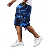 cheap Holiday-Men's Comfort Waist Tactical Cargo Cargo Shorts Shorts Casual Shorts Pocket Elastic Waist Plain Camouflage Breathable Knee Length Casual Outdoor Streetwear Fashion Streetwear Blue Khaki Inelastic