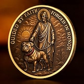  Moneta commemorativa USMC, moneta militare da collezione placcata in oro su entrambi i lati con l'immagine di Gesù e un bulldog, "Guidati dalla fede, forgiati in onore" aquila globo ancora patri