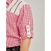 voordelige Bavariaanse Overhemden-Oktoberfest Trachten shirts Rood geruit patroon Vetersluiting aan de voorkant Bavarian Duits Erfenis Weiden Voor heren Carnaval Bierfestival Doek in traditionele stijl