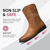 halpa Cowboy &amp; Western Boots-miesten klassiset lännentyyliset cowboy-saappaat – kestävät nahkaiset maalaistyyliset saappaat festivaaleille, ulkojuhliin, livemusiikkitapahtumiin ja rentoon lännenmuotiin