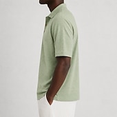 baratos Polo Clássico Masculino-Homens Camisa de linho Camisas Polo Casual Férias Clássico Manga Curta Férias Moda Tecido Textura Botões Verão Primavera Azul Verde Camisa de linho