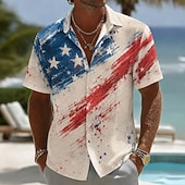 ieftine Patriotice 250 tricouri-2026 250th Camasa pentru Barbati cu Steagul American Camasa de Vara Camasa cu Buton Camasi cu Maneca Scurta Patriotica Activitati in Aer Liber Festival Vara Primavara Curea Guler Albastru Albastru 3