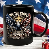  250th Anniversary Christian Mug, Patriotic We The People Eagle Cross Bible Coffee Cup, Faith Freedom Future 1776-2026 Ceramic Mug, America 250 Years Celebration Gift for Veterans, Conservatives, Chris