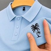  Bărbați 100% Βαμβάκι Polo brodat Casual Afaceri Răsfrânt Manșon scurt De Bază Timp Liber Culoare solidă Texturat Brodat Nasturi Primavara vara Albastru piscină Alb Negru Roz Îmbujorat Trifoi Gri 100