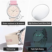 voordelige Quartz-horloges-Olevs dameshorloge in roze, schattig analoog quartz polshorloge met datumweergave, casual modieus meisjeshorloge met ademende nylon band, waterdicht tot 30 meter, verjaardagscadeau voor tienermeisjes