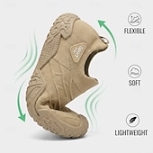 cheap Slip-On Casual Shoes-Men's Beige Outdoor Sneakers – Lightweight Breathable Walking Shoes, Non-Slip Comfort Footwear for Hiking, Travel, Camping and Everyday Wear