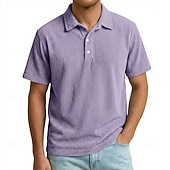 cheap Men's Classic Polo-Men's Corduroy Shirt Polo Shirts Casual Work Lapel Short Sleeve Basic Modern Color Block Textured Pocket Buttons Spring &amp; Summer Blue White Brown Gray Corduroy Shirt