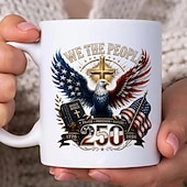  250th Anniversary Christian Mug, Patriotic We The People Eagle Cross Bible Coffee Cup, Faith Freedom Future 1776-2026 Ceramic Mug, America 250 Years Celebration Gift for Veterans, Conservatives, Chris