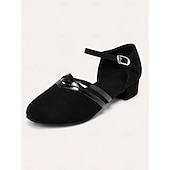 economico Scarpe da ballo di sala e danza moderna-scarpe da ballo da sala nere da donna con suola in pelle scamosciata - tacco basso, comode e antiscivolo scarpe da ballo latino per esercizi con cinturini