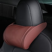 billiga Huvud- och höftstöd till bilen-starfire 1 pack äkta läder hängande bilstol kudde nackstöd nackstöd för tesla 3 s x y modeller svart rött kaffe färger valfritt