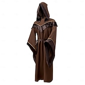 cheap Outerwear-Retro Vintage Medieval Renaissance Floor Length Hoodies Robe Long Sleeves Wizard Monk Fancy Dress Men's Halloween Carnival Performance Renaissance Fair LARP Adults' Robe