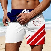 preiswerte Patriotische 250 Shorts-2026 250. Herren amerikanische US-Flagge 1776 Lined Shorts 2 in 1 Board Shorts Badehosen Mittlere Taille Patriotisch Tägliche Outdoor Festival Seitentaschen mit Kompressionsfutter Elastischer