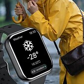 voordelige Smartwatches-Smartwatch voor mannen en vrouwen, 1,81 inch HD touchscreen fitness tracker met hartslag- en slaapmonitor, Bluetooth-belfunctie, ademende geperforeerde sportband, IP68 waterdicht.