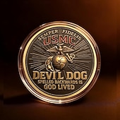  Moneta commemorativa USMC, moneta militare da collezione placcata in oro su entrambi i lati con l'immagine di Gesù e un bulldog, "Guidati dalla fede, forgiati in onore" aquila globo ancora patri