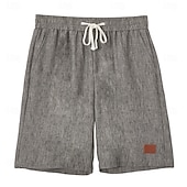 baratos Feriado-Homens Calção Shorts de linho Shorts de verão Shorts de praia Com Cordão Bolsos Cintura elástica Tecido Conforto Respirável Curto Praia Férias Feriado Havaiana Boho Azul Preto