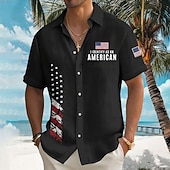 economico Modello di bandiera-Camicia a maniche corte con bottoni della bandiera americana patriottica 1776 2026 per il 250° anniversario degli uomini