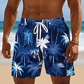 billiga Tropiska växter och blommor-Herr Kokosnötspalm Tropiska växter Badshorts Baddräkter Badshorts Boardshorts Medium Midja Hawaiisk Dagligen Strandsemester Sidfickor Mesh foder Elastisk dragsko i midjan Designer Kläder