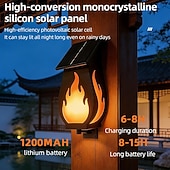 cheap Outdoor Wall Lights-1 Pc Outdoor Solar Flame Wall Light – Waterproof Flickering Fire Effect LED Garden Path Yard Patio Lawn Porch Decorative Lamp, Energy Saving for Summer Party, Camping &amp; Villa Ambiance
