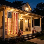  Bannière lumineuse en tissu aux couleurs du drapeau américain, célébration du 250e anniversaire des États-Unis, décorations de jardin pour le 4 juillet, articles de fête patriotiques, pour le Memorial