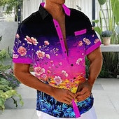 cheap Tropical Plants-Men's Coconut Tree Tropical Plants Summer Hawaiian Shirt Tropical Shirts Aloha Shirt Short Sleeve Hawaiian Holiday Beach Vacation Wear Summer Turndown 3D Print Front One Pocket Button Up Shirts Black