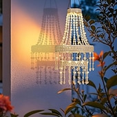 cheap Pathway Lights &amp; Lanterns-Solar Hanging Crystal Chandelier Outdoor, Boho Farmhouse Solar Garden Light, Waterproof Acrylic Crystal Pendant Lantern for Patio, Yard, Porch, Balcony, Tree, Wedding, Party &amp; Holiday Decor