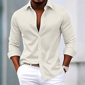 cheap Men's Non Iron Shirts-Men's Shirt Dress Shirt Button Up Shirt Polka Dot Casual Daily White Light Blue Black Red Long Sleeve Turndown All Seasons Clothing Apparel Slim Fit