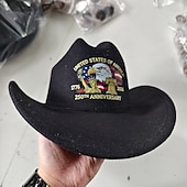 abordables 250 Aniversario de los EE. UU.-Sombrero vaquero con águila y bandera estadounidense del 250 aniversario, sombrero western patriótico bordado para hombres y mujeres, regalo de celebración del 250 aniversario, sombrero vaquero del