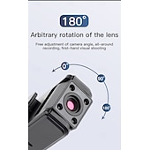 abordables Cámaras de red IP de interiores-Cámara corporal HD 1080p con visión nocturna infrarroja, mini cámara de seguridad portátil con clip para el hogar, la oficina y exteriores, grabadora de vídeo portátil con estabilización deportiva y